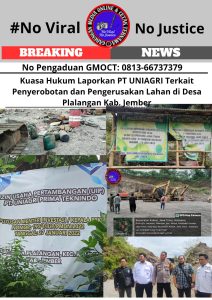 Aktivitas Galian-C Ilegal Rugikan Masyarakat!  Kuasa Hukum Akan Laporkan PT UNIAGRI atas dugaan Penyerobotan dan Pengerusakan Lahan Milik Ahli Waris 