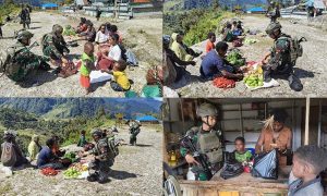 Yonif 400/Banteng Raiders Borong Hasil Tani Warga di Distrik Dal, Kabupaten Nduga